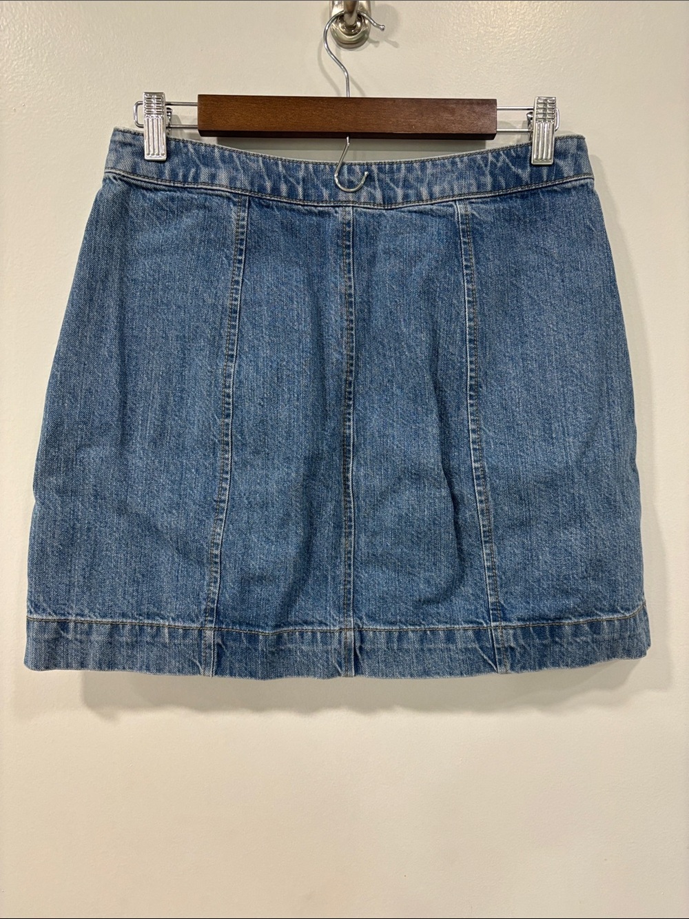 LOFT Button-Front Blue Denim Skirt - Picture 2 of 6